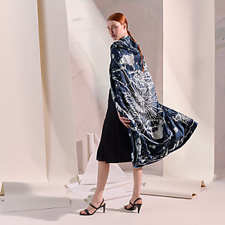 Chorus Stellarum embroidered giant scarf - Blue | Hermès USA